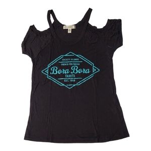 Lagaci Bora Bora black tshirt cold shoulders size Small
